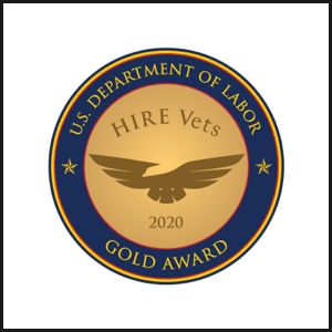 US Department of Labor HIRE Vets 2020 gold award badge