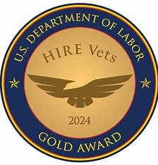 US Department of Labor HIRE Vets 2024 gold award badge
